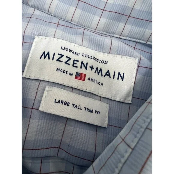 Mizzen + Main Performance Shirt Mens Large Tall Trim Fit LT Non Iron Stretch - Picture 2 of 8